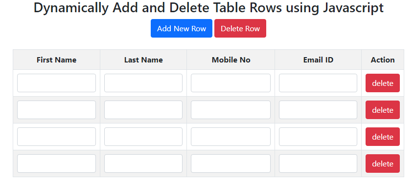 add and remove table rows in bootstrap table