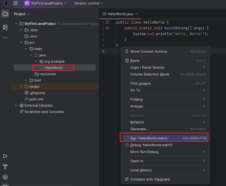 First Java Project in IntelliJ IDEA Community Edition: Hello World 5 Write Your First Java Program and run it