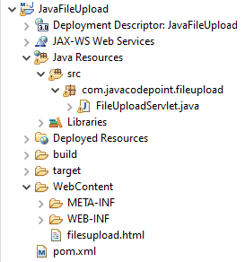 file upload example in java - eclipse project structure