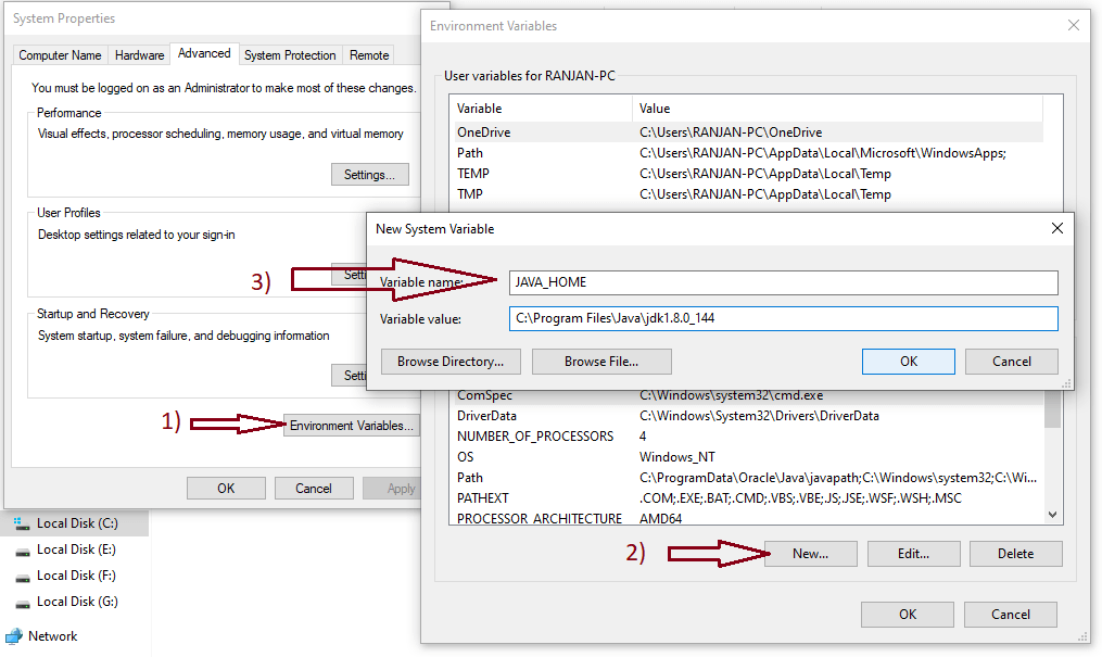 setting java_home environment variables