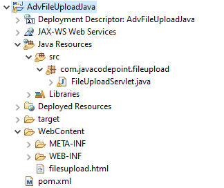 Ajax file upload example | eclipse project structure