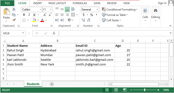 Excel file c