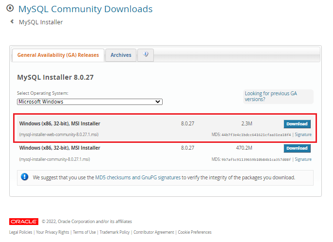 Install MySQL server | MySQL MSI Installer for workbench