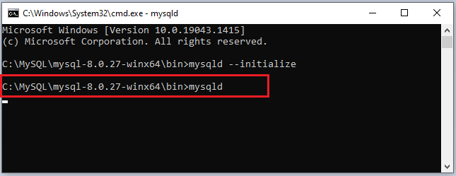 start mysql service using command prompt