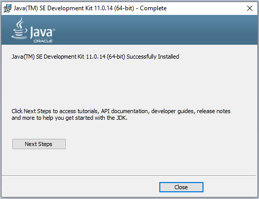 JDK 11 installed successfully on Windows 10