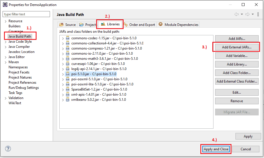 Install Apache POI | add poi jars into java classpath