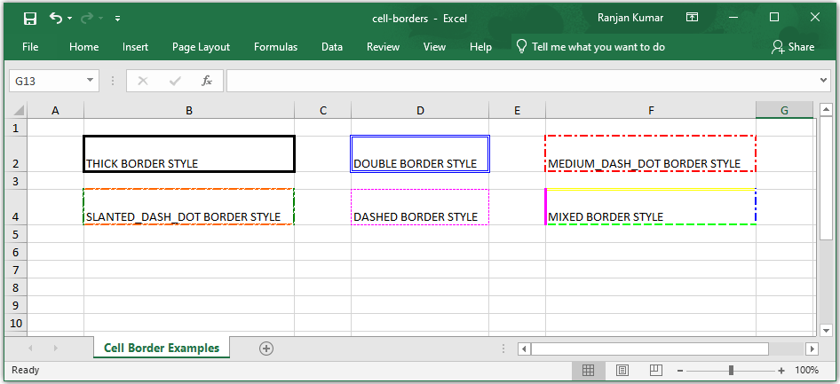 Apache POI Excel Cell Border in Java