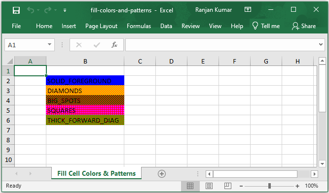 Apache poi excel cell fill color and pattern