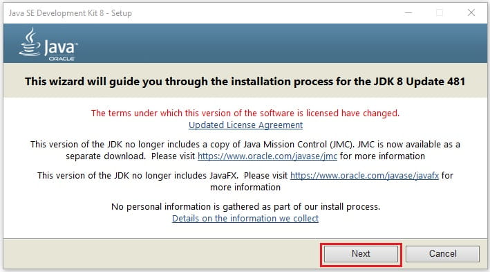 jdk 8u481 start installation process jdk 8 latest update start installation on windows