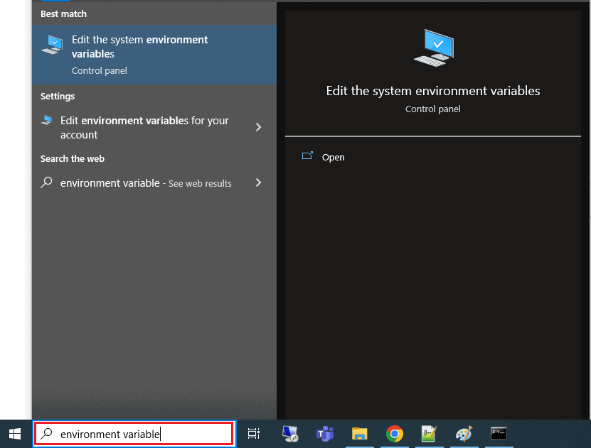 set JAVA_HOME environment variable on Windows 10
