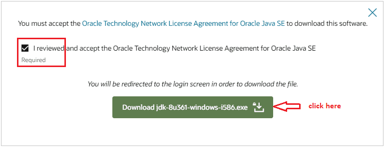 Java 8 32-bit download for Windows 10 | license agreement for oracle Java SE