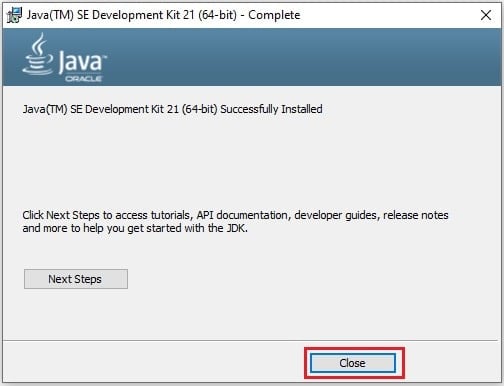 Download JDK 21 and Install on Windows 10
