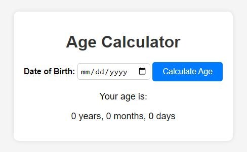 Age calculator javascript HTML CSS