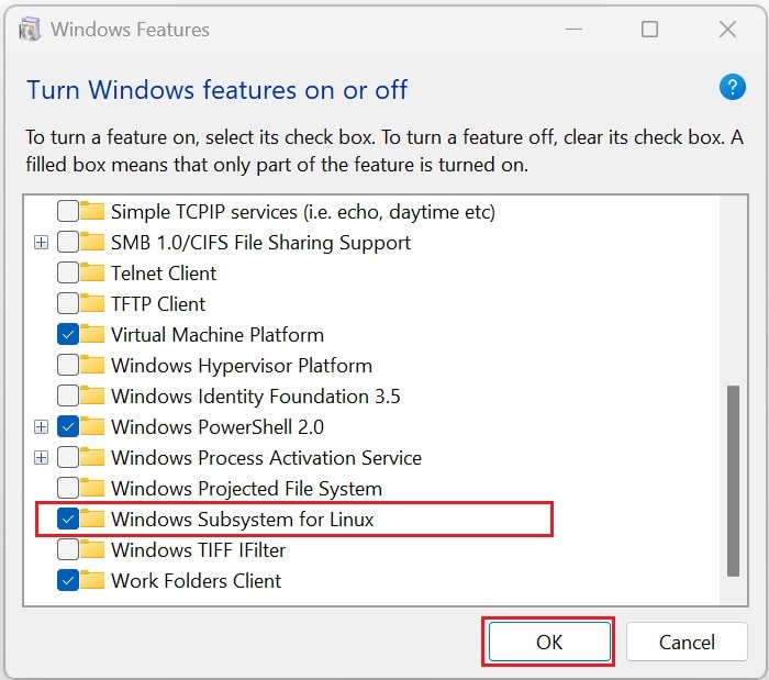 Enable Windows Subsystem for Linux (WSL)