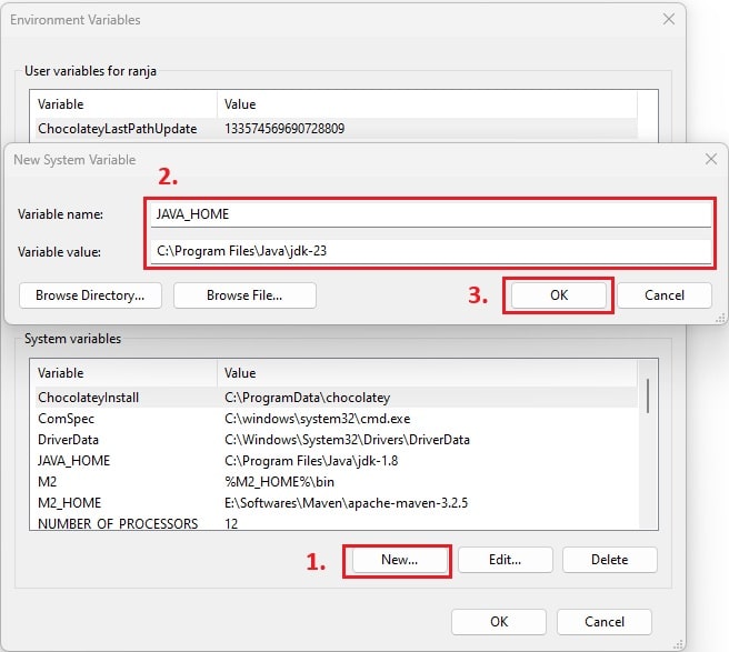 Environment Variables Setup for Java