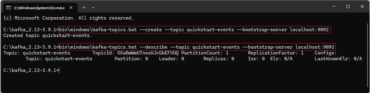 Apache Kafka Installation on Windows with Zookeeper — Create Topics & Run CLI Commands 8 Create a Kafka Topic