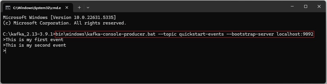 Apache Kafka Installation on Windows with Zookeeper — Create Topics & Run CLI Commands 9 Produce Messages to the Topic