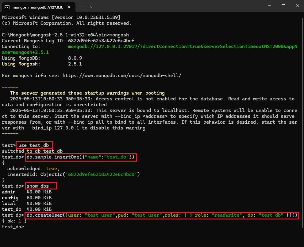 Create a MongoDB Database, Username, and Password Create a MongoDB Database, Username, and Password