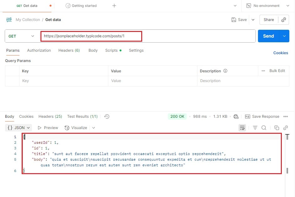 sample get request to postman