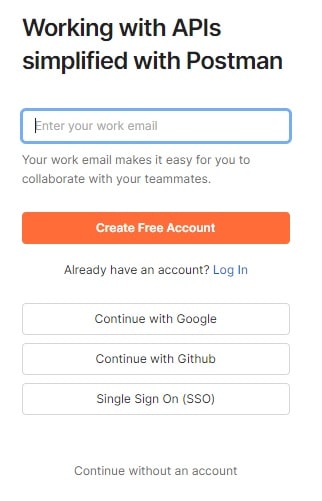 create an postman account using email
