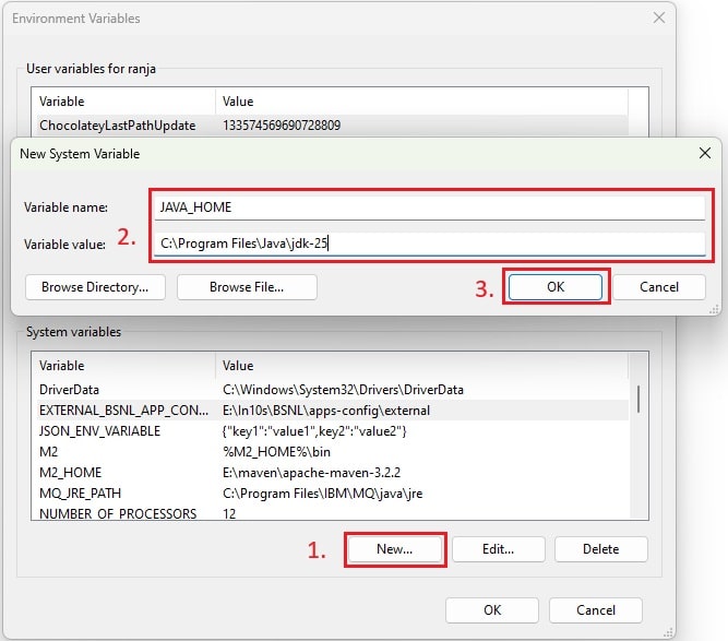Environment Variables Setup for Java Environment Variables Setup for Java