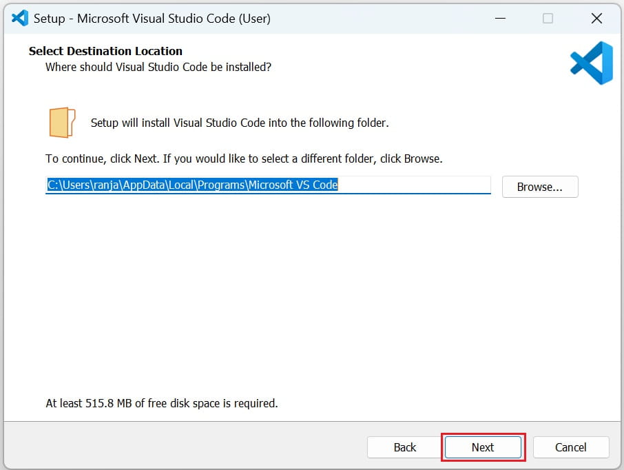 visual studio code installation on windows step-2