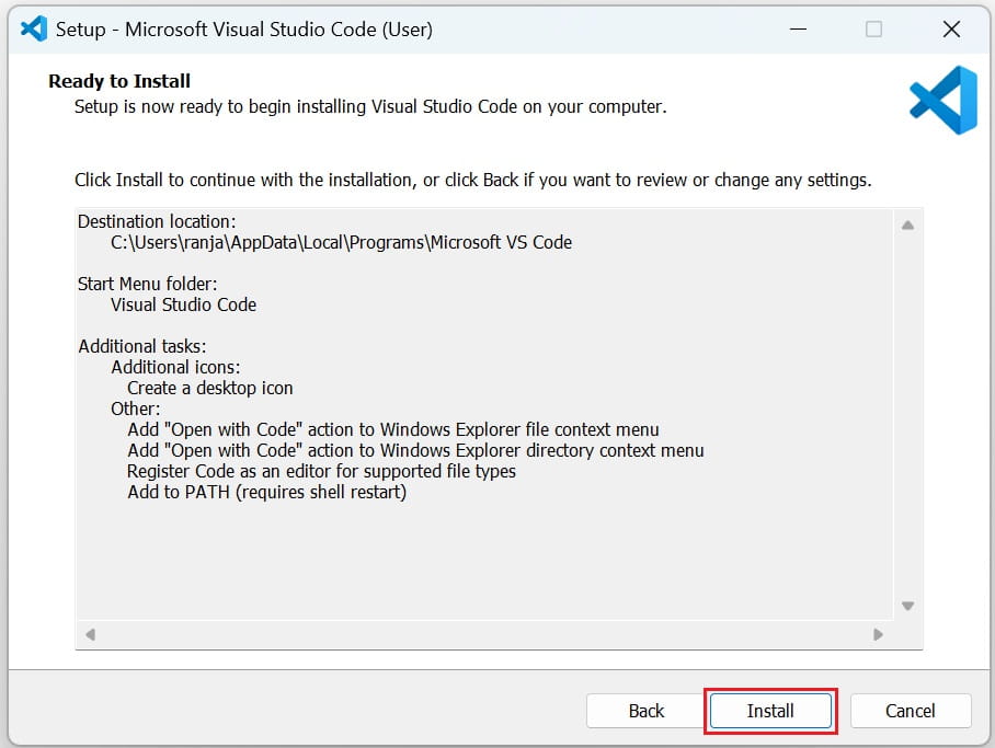 visual studio code installation on windows step-5