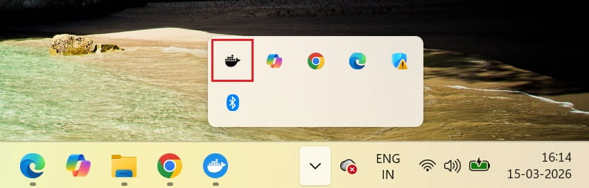 How to Install Docker Desktop on Windows (Step-by-Step Guide) 14 whale icon in the system tray