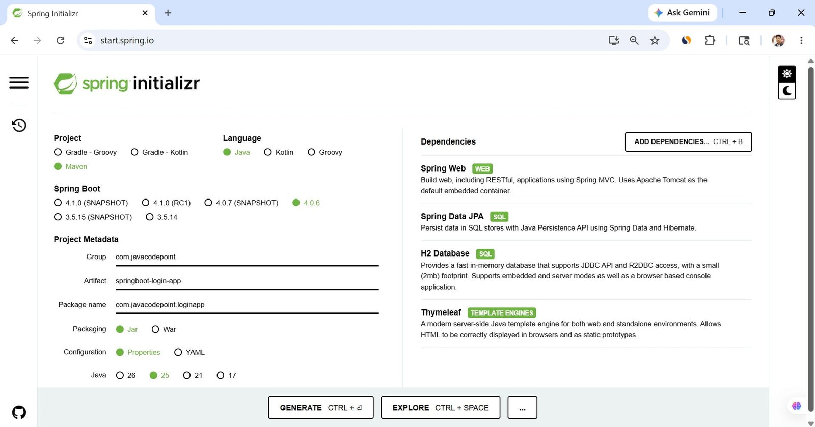 Spring Boot Login Application With H2 Database - Javacodepoint